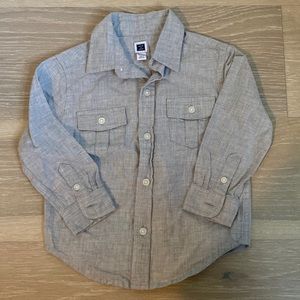 Janie and Jack linen grey button down shirt size 18-24 months boy
